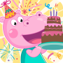 icon Hippo birthday with kids